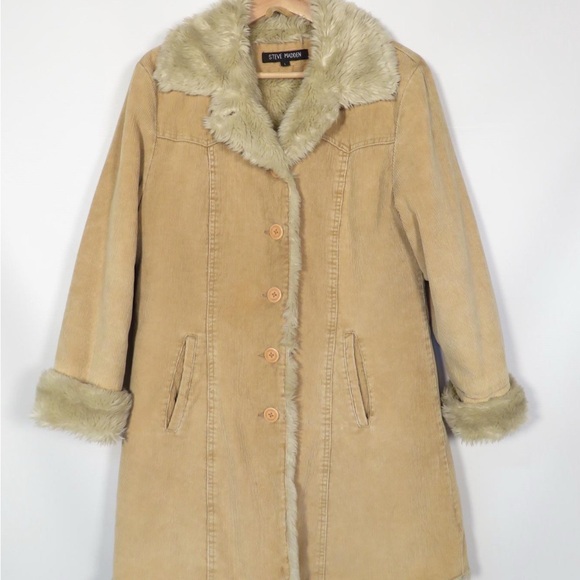Steve Madden Cream Teddy Jacket with Faux Fur Trim - Picture 2 of 7